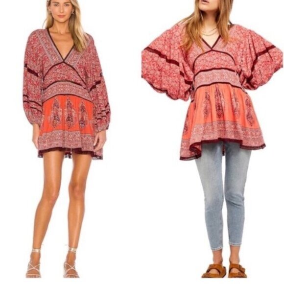 LIKE NEW- FREE PEOPLE -Luna Scarf Print Tunic DRESS/TOP - Picture 2 of 10